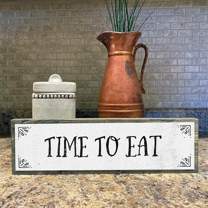 Kitchen Wood Signs (Medium - Wood And Metal, Time To Eat)