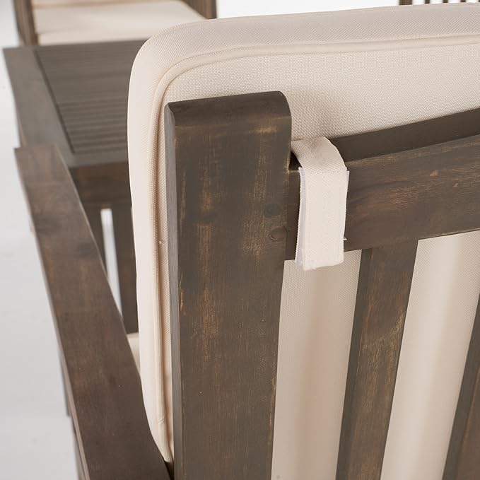 Christopher Knight Home Carolina Acacia Chat Set, 4-Pcs Set, Grey Finish / Cream