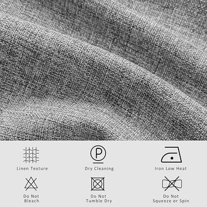 Macochico 100% Blackout Light Grey Linen Curtains 84 Inches Long Pinch Pleated Burlap Curtains for Bedroom Living Room Farmhouse Nursery Thermal Window Panels with Tieback 72”Wx84”L 1 Panel