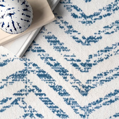 nuLOOM Rosanne Machine Washable Geometric Ultra Thin Area Rug, 5x8, Blue