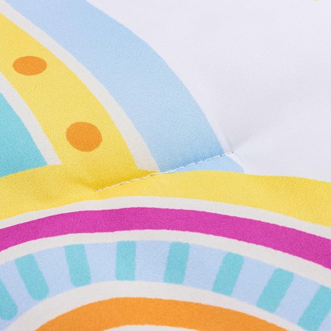 Btargot Lightweight Soft 3 Piece Rainbow Comforter Set with 2 Pillow Covers, Cartoon Love Hearts Flowers and Sun Star Bedding Set for Girls Boys Kids,Twin Light Purple
