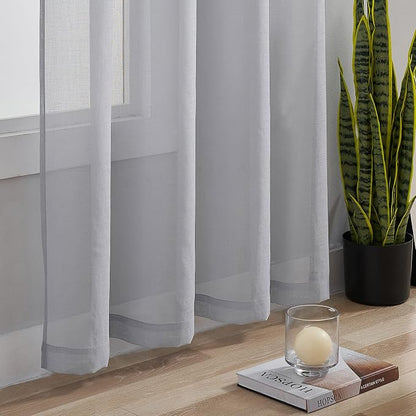 Home Brilliant Light Gray Curtains Window Treatment for Bedroom Semitransparent Panels Set of 2 Drapes for Living Room, 54 x 84 inch Length