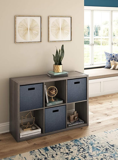 ClosetMaid Decorative 6 Cube Open Display Wood Laminate Versatile Storage Organizer for Indoor Home or Office Spaces, Graphite Gray