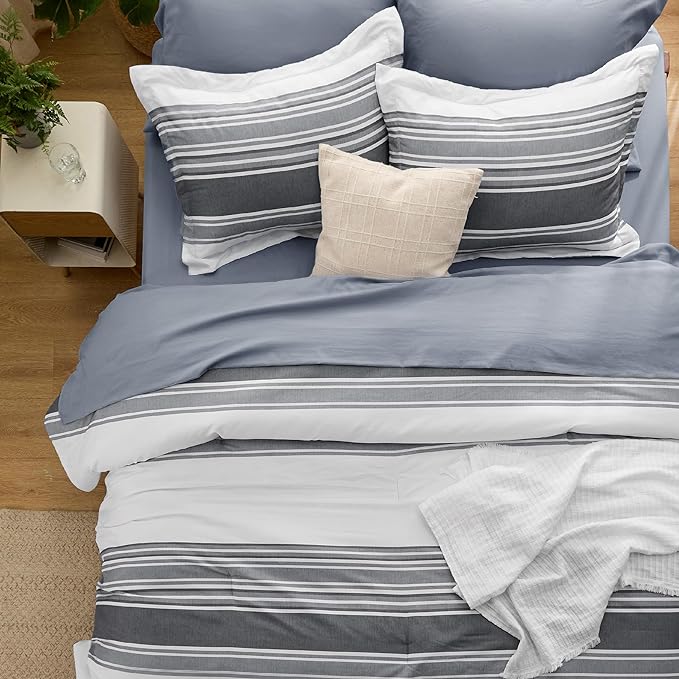 Bedsure Bed in a Bag King 7 Pieces - Striped Beddding sets, King Comforter Sets with Comforter, Fitted Sheet, Flat Sheet, Pillowcase & Shams