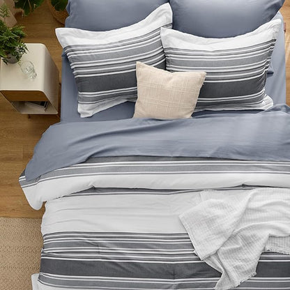 Bedsure Bed in a Bag Full 7 Pieces - Striped Beddding sets, Full Comforter Sets with Comforter, Fitted Sheet, Flat Sheet, Pillowcase & Shams