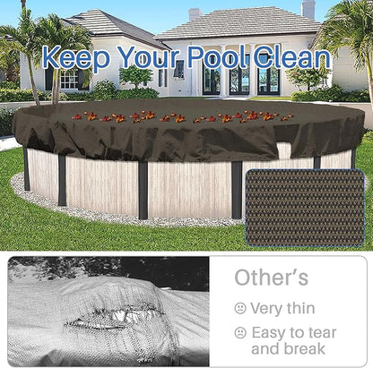ECOOPTS 10 ft Round Pool Cover for Above Ground Pools, Swimming Pool Cover Protector Winter Safety Cover (Brown)