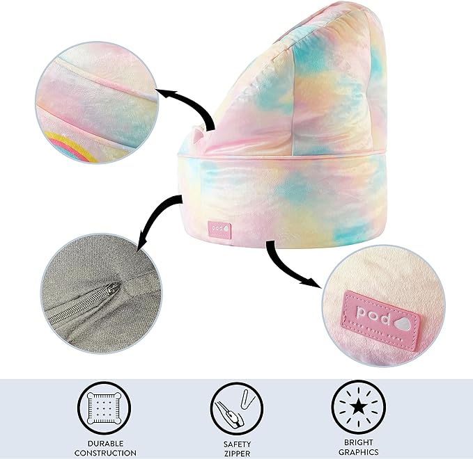 Idea Nuova Unicorn Round Bean Bag Chair for Kids, Ages 3+, Large