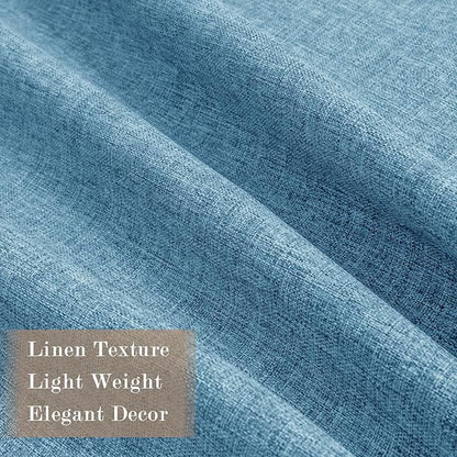 Blue Pinch Pleat 100% Blackout Drapes Linen Blend, Room Divider, Room Darkening, Energy Saving, Furniture Protecting, Light Blocking Extra Wide Privacy Curtains, 240Wx84L, 1 PC