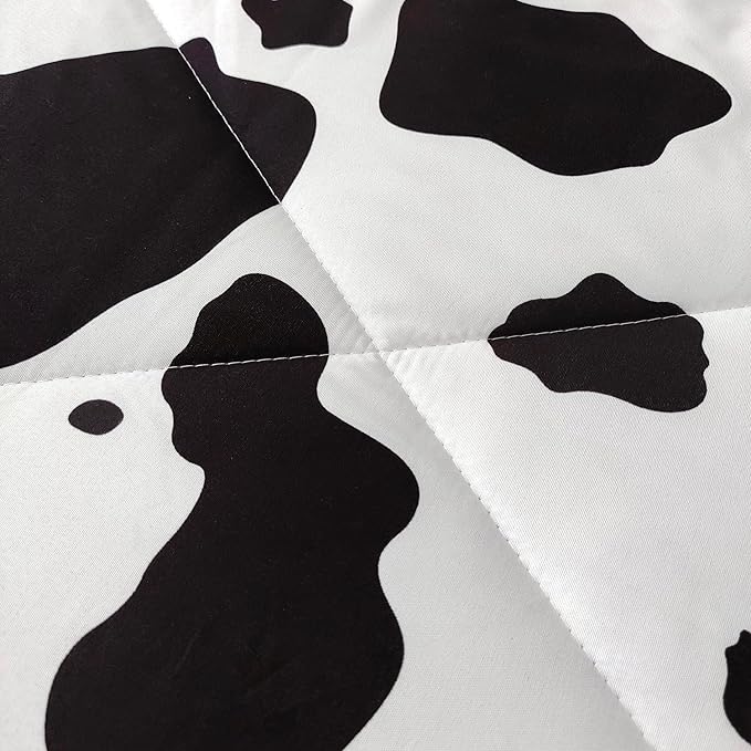 SDY 3 Pieces Milk Cow Print Stuff Bedding Comforter Set Full with 2 Pillowcases for Kids Teens Girls Women, Microfiber, Easy Wash, Light Breathable Cozy White Base Cute Milk Cow Pattern, Full Size…