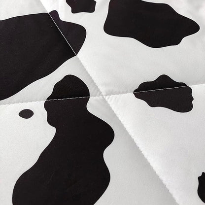 SDY 3 Pieces Milk Cow Print Stuff Bedding Comforter Set with 2 Pillowcases for Kids Teens Girls Women, Microfiber, Easy Wash, Light Breathable Cozy White Base Cute Milk Cow Pattern, Twin Size