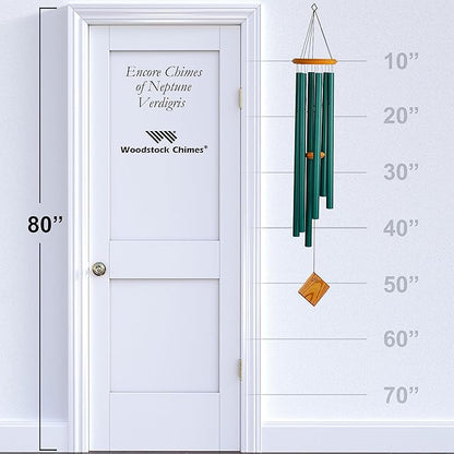 Woodstock Chimes Neptune Wind Chime for Outside 54" Large Verdigis, Deep Tone Sound for Outdoor Garden, Patio, Porch Decor, Encore Collection DCV54