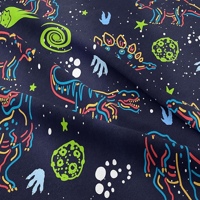 NINENINE Dinosaur Bedding Sets for Boys Kids,Dark Blue Retro Dinosaur Comforter Set,Queen Size Comforter Sets for Kids,with 1 Comforter 2 Pillowcases…