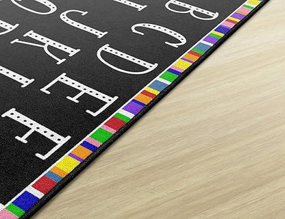 Flagship Carpets Colorful Abc's Multicolor Border Area Rug for Childrens Classroom, at Home Education or Kids Play Room, 4' x 6', Rectangle