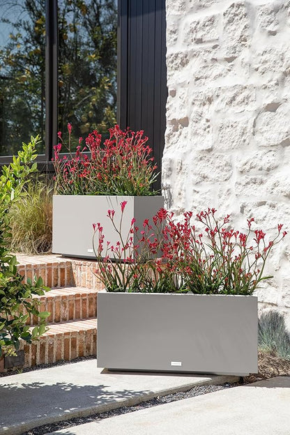 Veradek Block Series Long Box Planter - Large Rectangular Planter for Indoor or Outdoor Patio/Porch | Durable All-Weather Use with Drainage Holes | Modern Décor for Tall Plants, Flowers or Shrubs