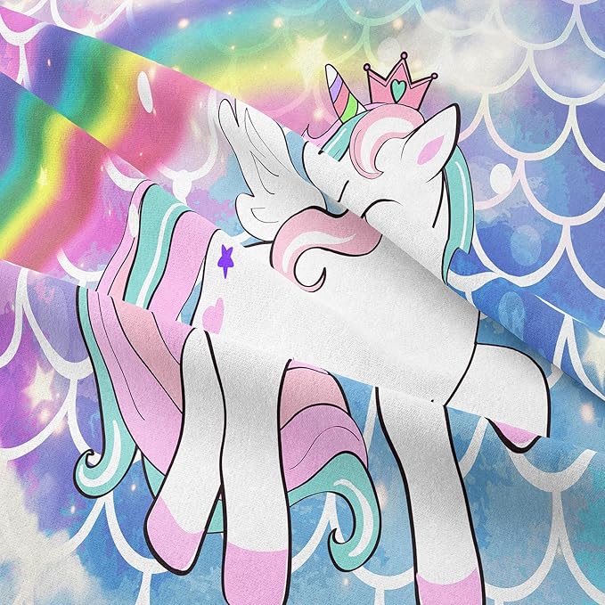 Tailor Shop Unicorn Comforter Sets Twin Size,Blue Unicorn Bedding Sets for Girls Kids Teens with 1 Pillowcase……