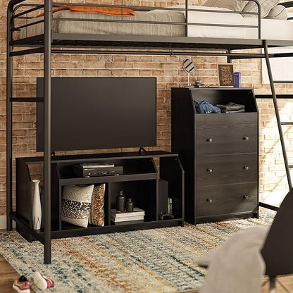 Ameriwood Home The Loft Stand for TVs up to 59”, Black Oak