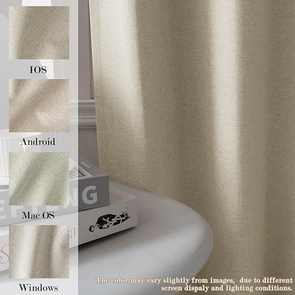 Beige Pinch Pleat 100% Blackout Drapes Linen Blend, Room Divider, Room Darkening, Energy Saving, Furniture Protecting, Light Blocking Extra Wide Privacy Curtains, 200Wx108L, 1 PC