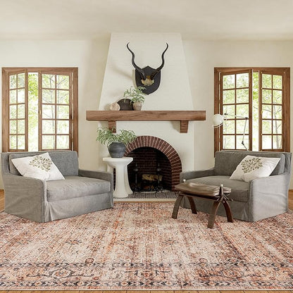 nuLOOM Gwyn Distressed Machine Washable Ultra Thin Area Rug, 8' x 10', Beige