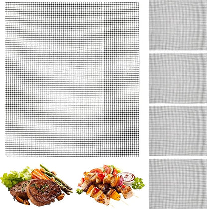 Grill Mesh Mat Set of 5 Non-Stick BBQ Grill Mats Reusable Grilling mat for Gas, Charcoal, Pellet, Oven & Air Fryer, 15.7 x 13 Inch
