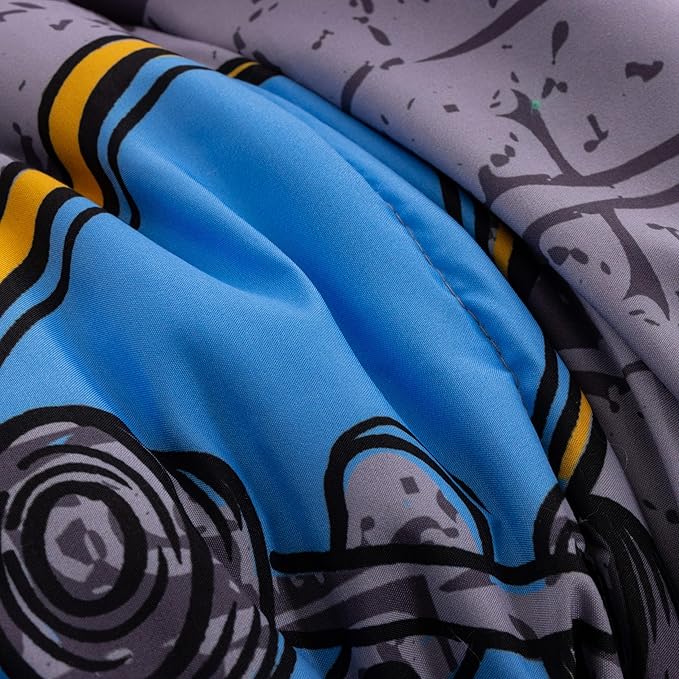 Btargot Gaming Stone Pattern Comforter Set for Boys Girls Kids, 3 Pieces Reversible Skateboard Game Console Flame Painting Bedding Set, Grey Full