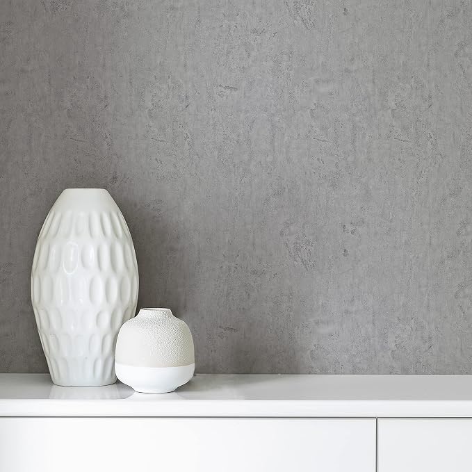 CRE8TIVE 24"x118" Wide Grey Concrete Wallpaper Peel and Stick Removable Cement Contact Paper Thick Texture Self Adhesive Waterproof Paper Roll for Countertop Cabinet Industrial Decorative Vinyl Film
