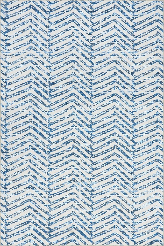 nuLOOM Rosanne Machine Washable Geometric Ultra Thin Area Rug, 8' Square, Blue