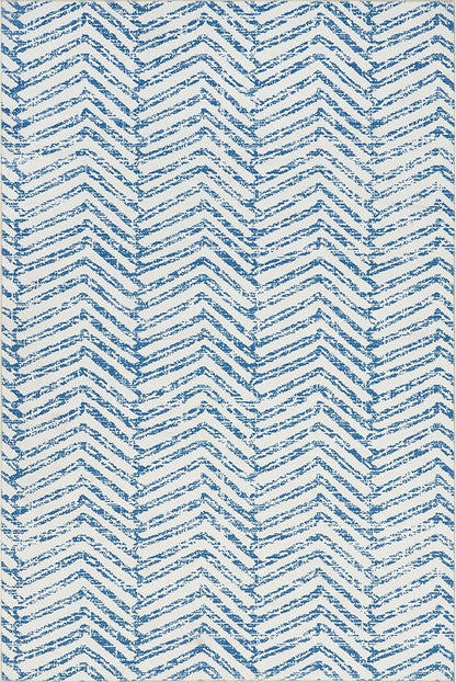 nuLOOM Rosanne Machine Washable Geometric Ultra Thin Area Rug, 8' Square, Blue