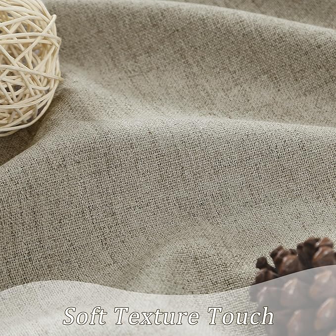 RAIN CITY Taupe Blackout Door Curtains for Doorway 2 Panels Set,Back Tab Rod Pocket Curtains 80 Inches Long, Linen Burlap Textured Room Darkening Curtains for Bedroom Nursery 2 Panels 50x80