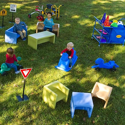 Children's Factory Adapta-Bench, CF910-055, Sky, Kids Flexible Seating, Classroom, Preschool and Daycare Furniture, Indoor or Outdoor Toddler Chairs