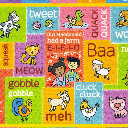 KC Cubs Kids Rug, Baby Play Mat ABC Alphabet with Animals Old MacDonald Educational Learning Game Play Area Non Slip Baby Girl & Boy Carpet for Children Bedroom Toddler Playroom Floor Mat Nursery Rug
