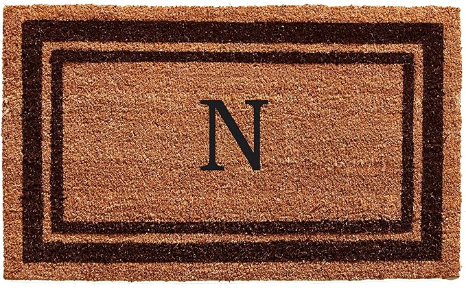 Calloway Mills 152982436N Brown Border 24" x 36" Monogram Doormat (Letter N)