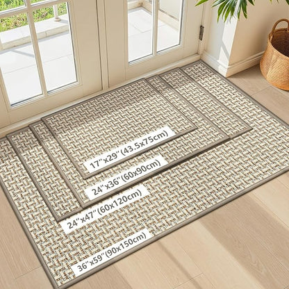 LEKEEPGO Door Mat Indoor Entrance 36"x59", Absorbent Indoor Door Mat Large, Non Slip Rubber Backing Inside Door Mats, Washable Floor Mat, Low-Profile Doormat for Front Door, Entryway, Entrance, Grey