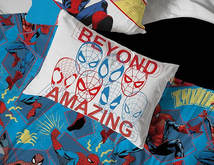 Marvel Spiderman Beyond Amazing 5 Piece Full Size Bed Set - Includes Comforter & Sheet Set Bedding - Super Soft Fade Resistant Microfiber (Official Product)