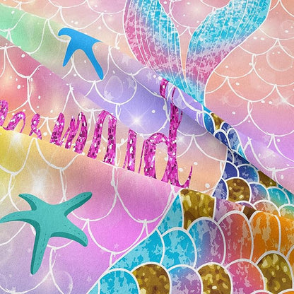 NINENINE Mermaid Comforter Set,Queen Size Princess Bedding Sets for Girls,Glitter Comforter Sets for Girls,Kids Colorful Fish Bedding Sets with 1 Comforter 2Pillowcases…