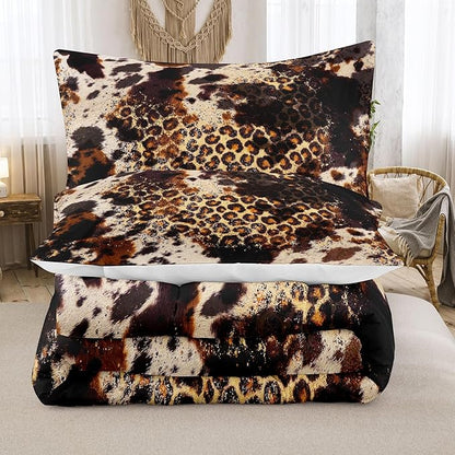 Tailor Shop Cow Print Comforter Sets for Boys Kids Teens,Leopard Comforter Set King Size Cow Print Bedding Sets,Leopard Print Comforter with 1 Comforter 2 Pillowcase…