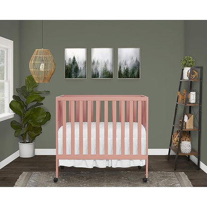 Jett Non-Full Size Folding Convertible Crib, Lightweight Portable Crib, Three Adjustable Mattress Height Settings, Easy to Fold Travel Crib, 1.5” Mattress Pad Included