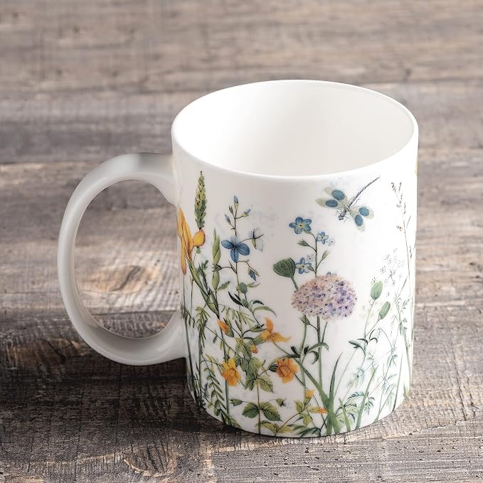 Maison d' Hermine Coffee Mug with Handles Tea Cups (12 Ounce, Pack of 1) | Fine Bone China Coffee Mugs for Hot Beverages Cappuccino Latte Home Restaurant Hotel Spring Summer -Fleurs De Mai - Floral