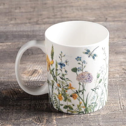Maison d' Hermine Coffee Mug with Handles Tea Cups (12 Ounce, Pack of 1) | Fine Bone China Coffee Mugs for Hot Beverages Cappuccino Latte Home Restaurant Hotel Spring Summer -Fleurs De Mai - Floral