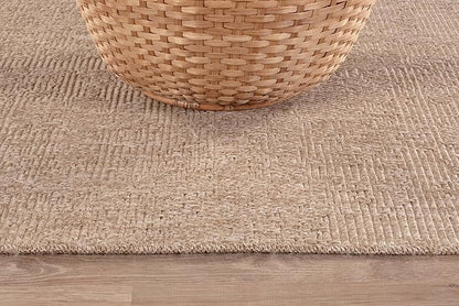 CAMILSON Easy Jute Rug 5x7, Indoor Outdoor Natural Color Fiber Area Rugs for Living Room Patio and Kitchen Rug, Solid Boho Woven Design, Easy-Cleaning, Washable Outside Carpet Alfombras (5 x 7)