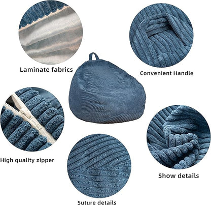 Bean Bag Chairs Cover (No Filler),Bean Bag Cover,Stuffed Animal Storage Bean Bag,Bean Bag for Kids,Adults,Teens,36 x 45 in Blue Bean Bag