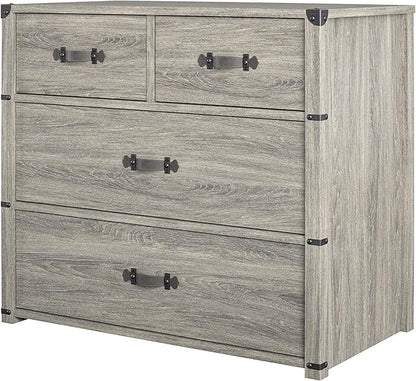 Little Seeds Nova 4 Drawer Storage Grey Dresser, Gray Oak