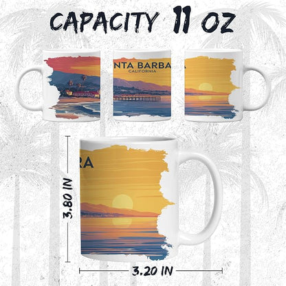 Santa Barbara California Ceramic Coffee Mug 11oz White ID44991 | Tea, latte & hot cocoa cup for the home or office – travel souvenir gift for men, women & coworkers