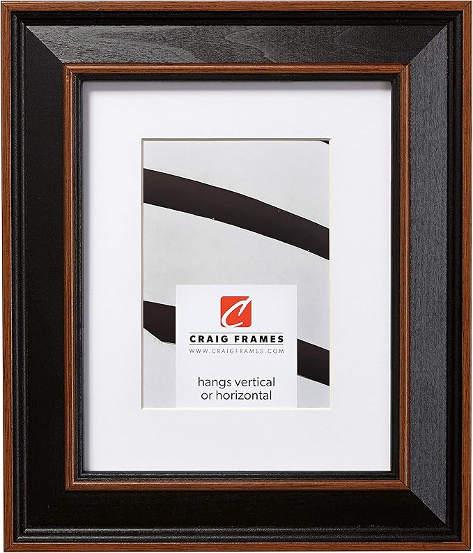 Craig Frames 20x26 Black Picture Frame Matted to 16x22, Wood Wall Decor | A lightweight, shatter resistant acrylic front, made in the USA for a gallery display