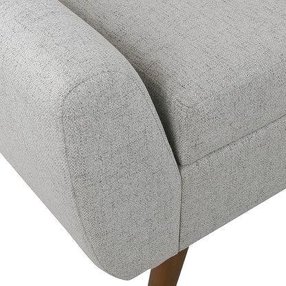 HomePop Modern Storage Bench with Wood Legs Home Décor|Bench with Storage for Living Room & Bedroom - Light Gray Woven