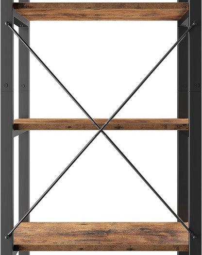 IRONCK Bookshelf 5-Tier Ladder Shelf 110lbs/shelf Vintage Industrial Style Bookcase for Home Decor, Office Decor