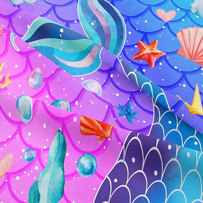 NINENINE Purple Mermaid Tail Comforter Sets for Girls,Twin Princess Bedding Sets for Teens Girls,Blue Glitter Comforter Sets,Sparkly Fish Scales Comforter Sets with 1 Comforter 1Pillowcase
