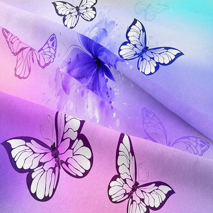 Tailor Shop Twin Bedding Sets for Girls,Pink Butterfly Comforter Set Butterfly Bedding Sets for Kids Teens,Tie Dye Butterflies Bed Set,with 1 Comforter and 2 Matching Pillowcase…
