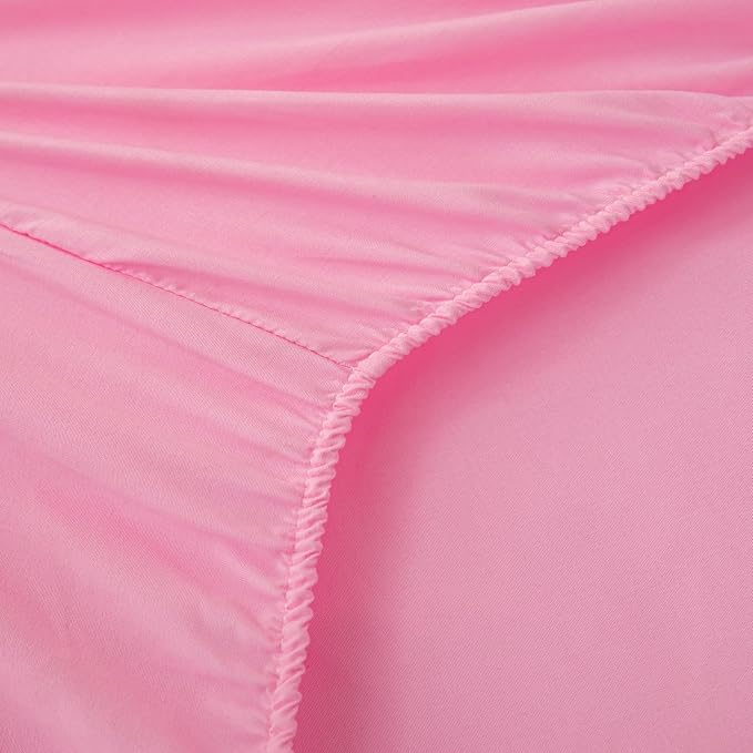 Teen Girls Pink Princess Dress Comforter Set Queen Size, 5 Pcs Bed in a Bag Girls Queen, Girls Pink Ruffled Bedding Set, Teen Bedding Sets for Girls Kids with Sheets