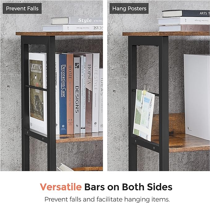 VASAGLE Bookshelf, Cube Shelf, Console Table, TV Stand with 6 Storage Cubes, for Office, Living Room, Bedroom, 13 x 47.2 x 31.5 Inches Industrial Design, Rustic Brown and Black ULLS104B01