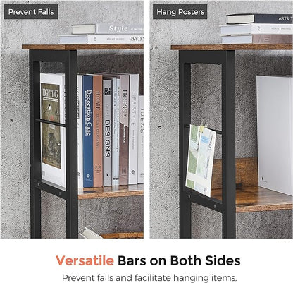 VASAGLE Bookshelf, Cube Shelf, Console Table, TV Stand with 6 Storage Cubes, for Office, Living Room, Bedroom, 13 x 47.2 x 31.5 Inches Industrial Design, Rustic Brown and Black ULLS104B01
